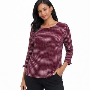 EUC Women’s Talbots Top Size M Burgundy & White